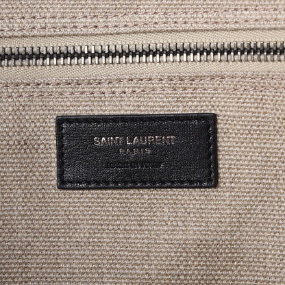 Saint Laurent Linen Calfskin Rive Gauche Tote Optic White 6 of 7