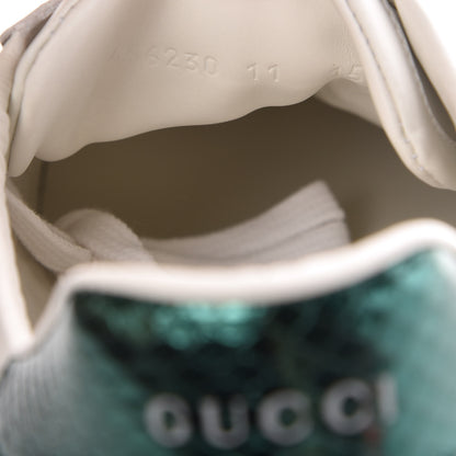 Gucci Calfskin Ayers Kingsnake Embroidered Mens Ace Sneakers 11 Green Red 10 of 11