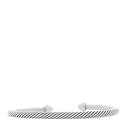 David Yurman Sterling Silver 18K Yellow Gold 4mm Cable Classics Bracelet 2 of 5