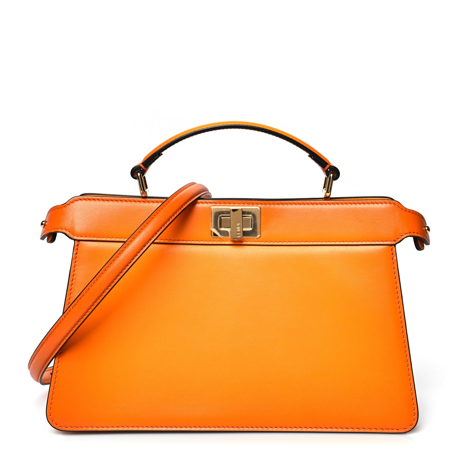 Fendi Vitello King Tamponato Medium Peekaboo I SEE U East West Satchel Clementine 1 of 12