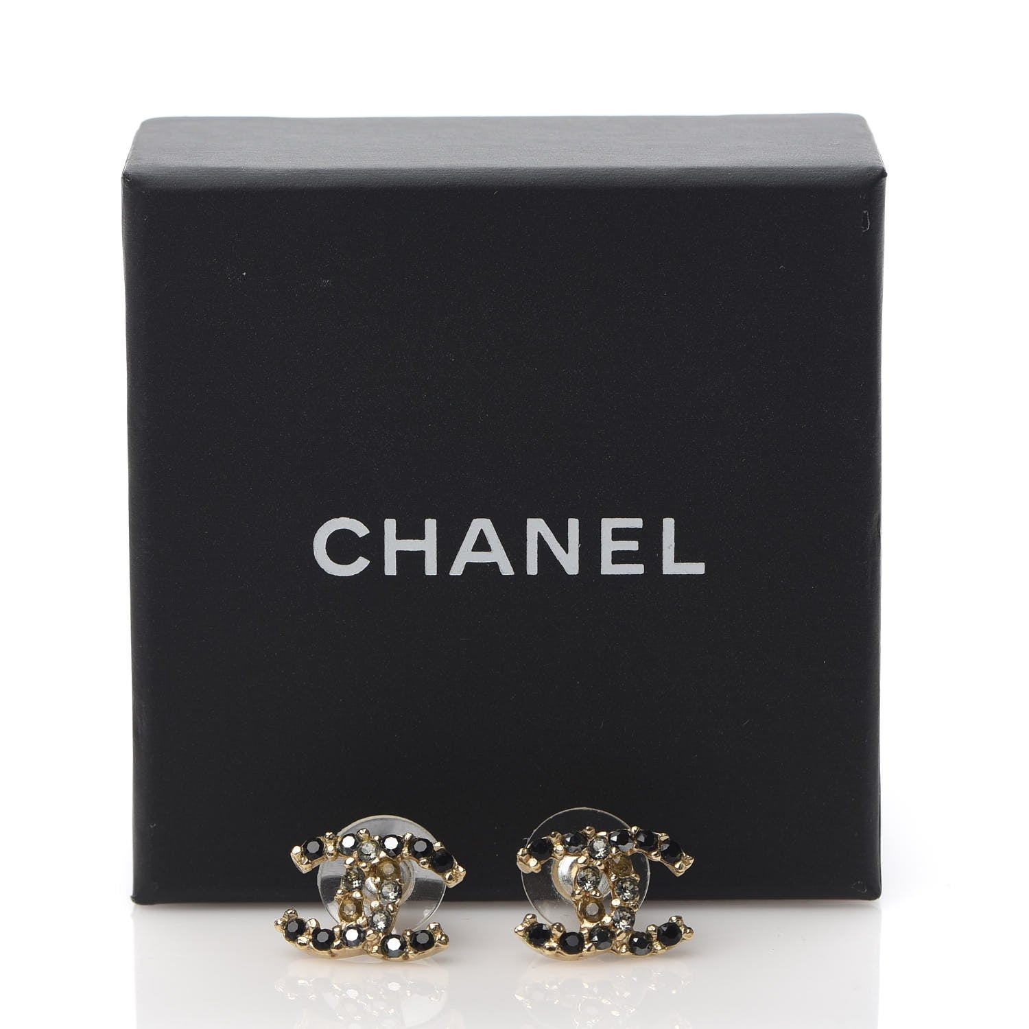 Chanel Crystal CC Earrings Gold Black Multi 5 of 5