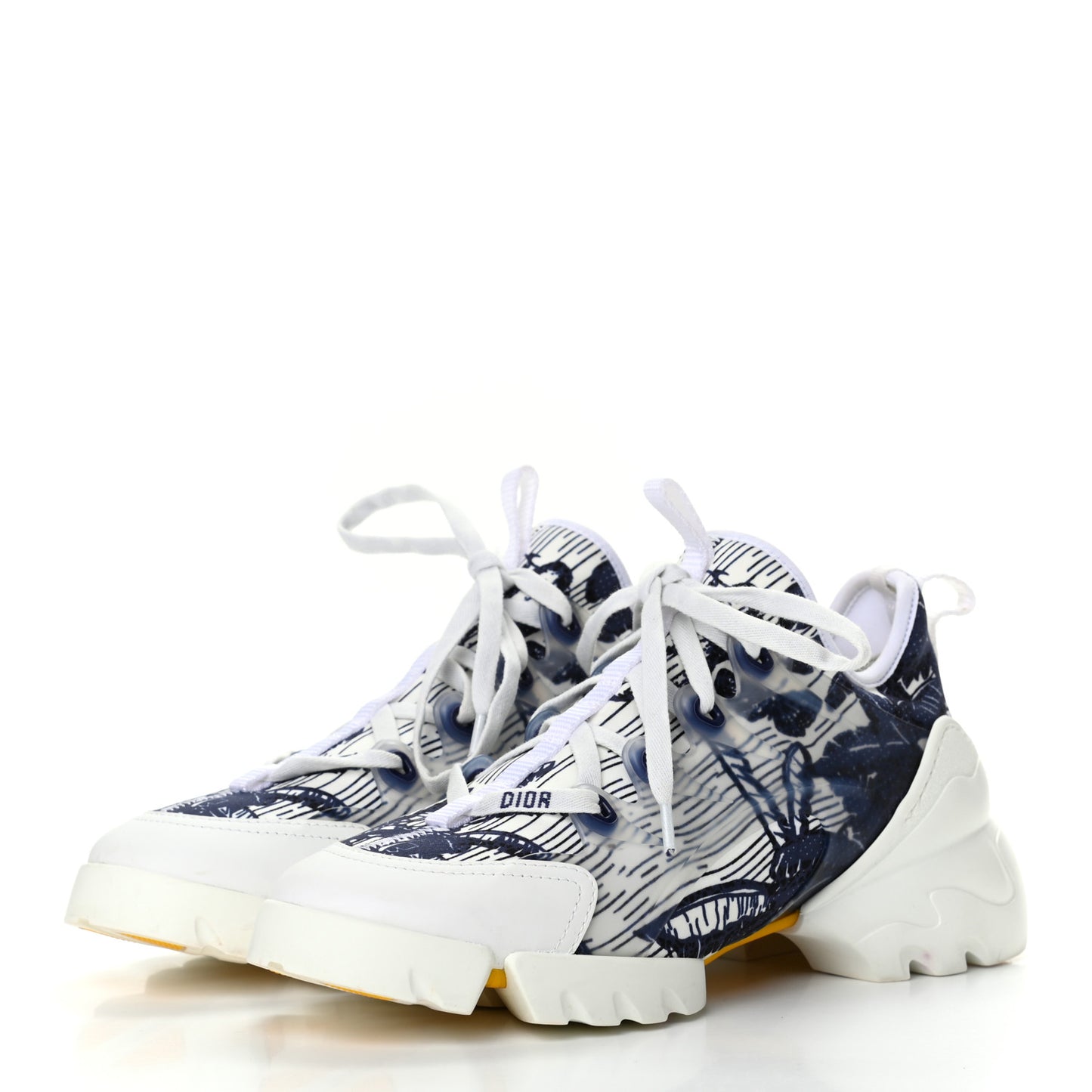 Technical Fabric Tie & Dior Print Womens D-Connect Sneakers 37.5 Denim