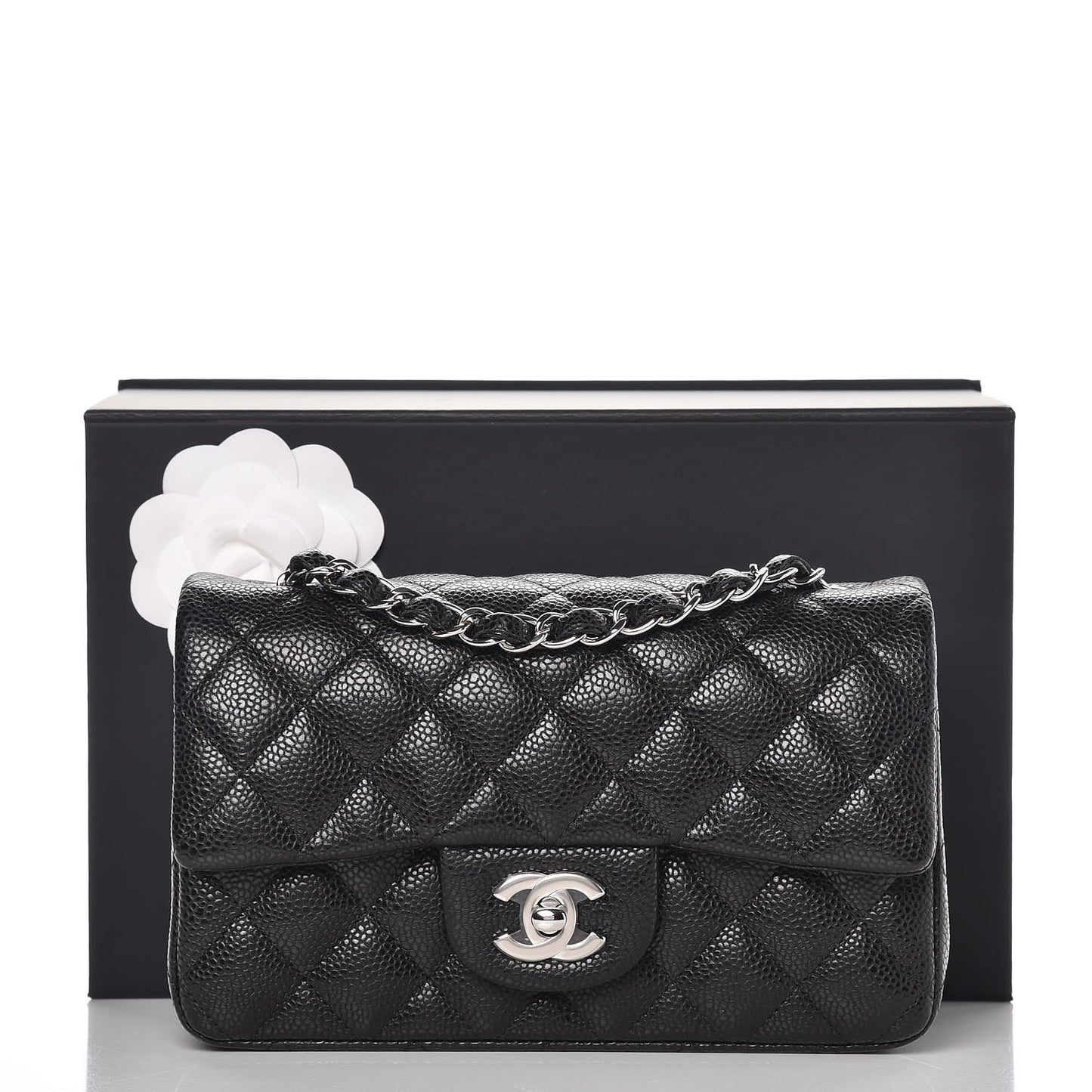 Caviar Quilted Mini Rectangular Flap Black