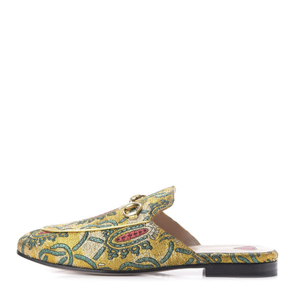 Gucci Iridescent Brocade Womens Princetown Slippers 36.5 Gold Multicolor 1 of 10