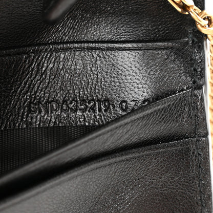 Saint Laurent Calfskin Crocodile Embossed Monogram Chain Card Case Black 8 of 11