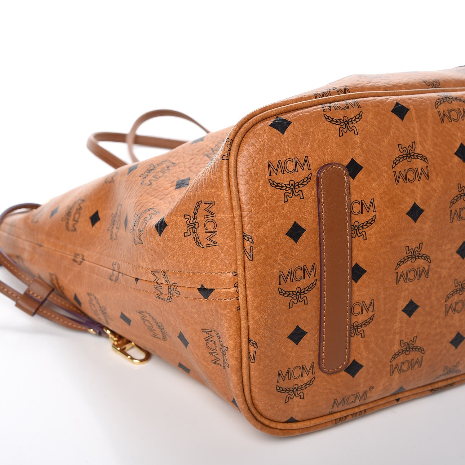 MCM Visetos Large Liz Reversible Shopper Tote Cognac 11 of 14
