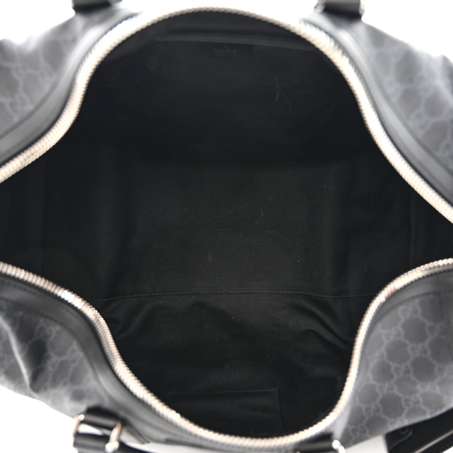 Soft GG Supreme Monogram Appia Calfskin Web Medium Carry On Duffle Bag Black Grey