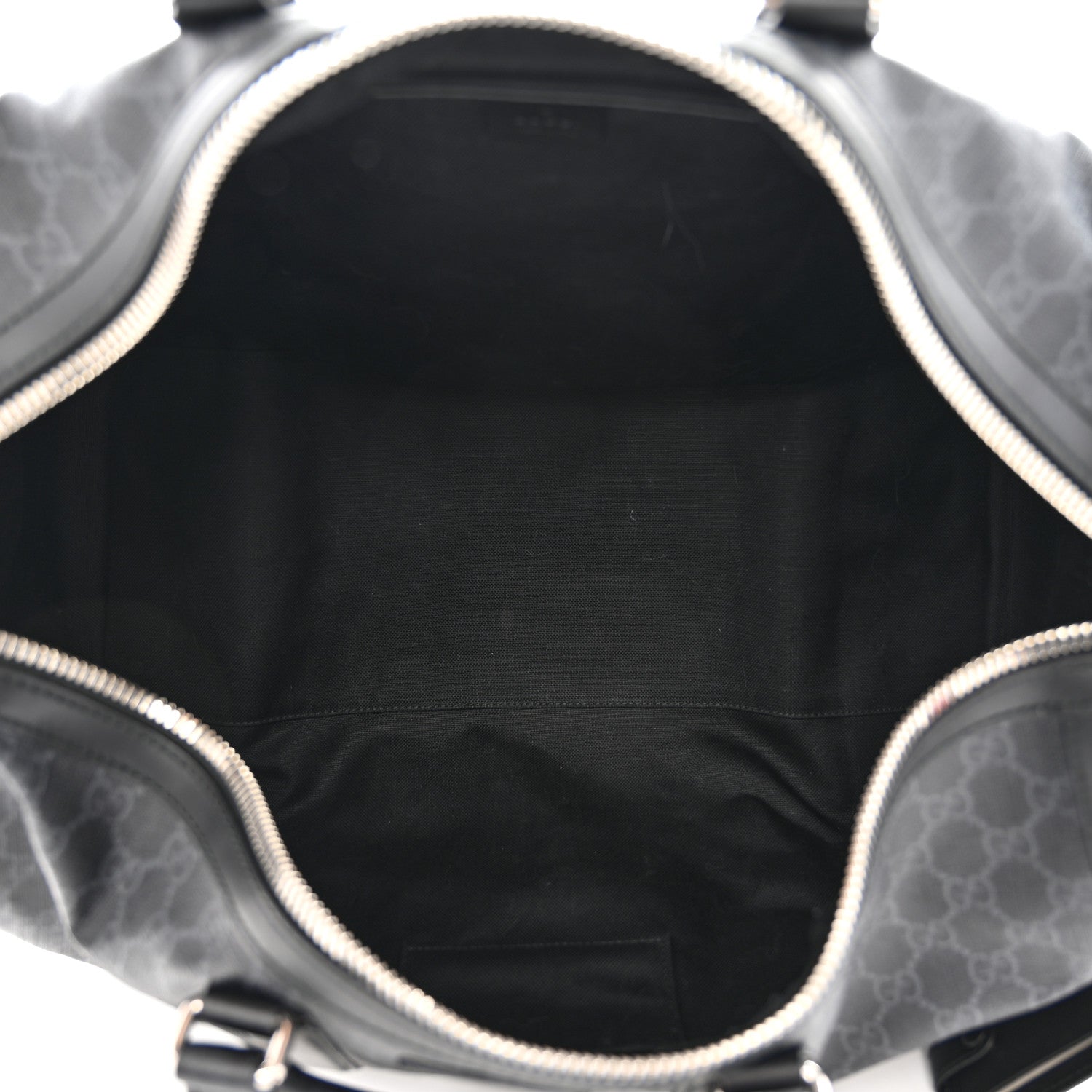 Gucci Soft GG Supreme Monogram Appia Calfskin Web Medium Carry On Duffle Bag Black Grey 4 of 11