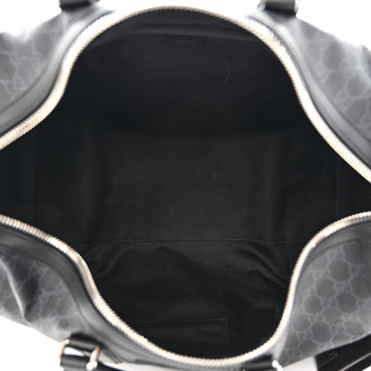 Gucci Soft GG Supreme Monogram Appia Calfskin Web Medium Carry On Duffle Bag Black Grey 4 of 11