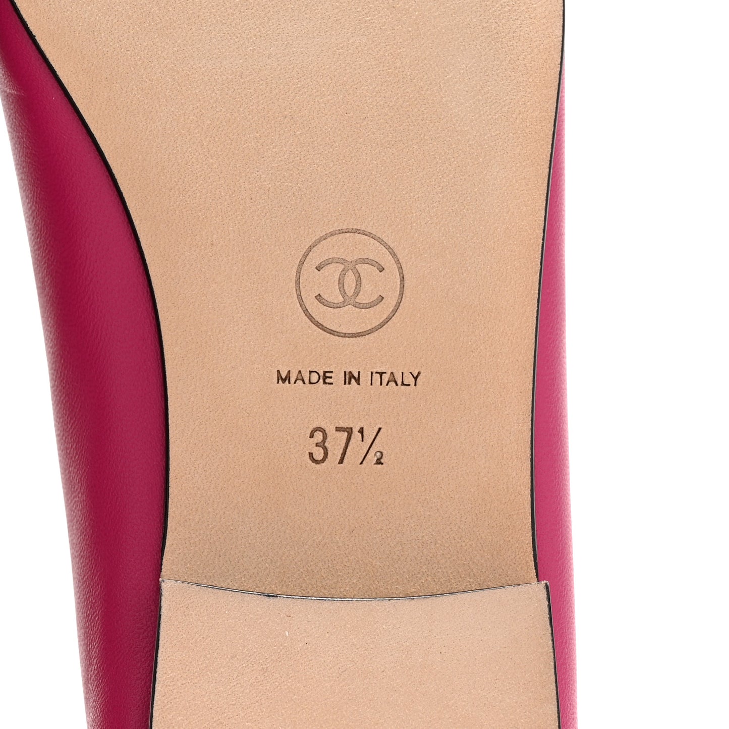 Calfskin Cap Toe CC Ballerina Flats 37.5 Fuchsia Black