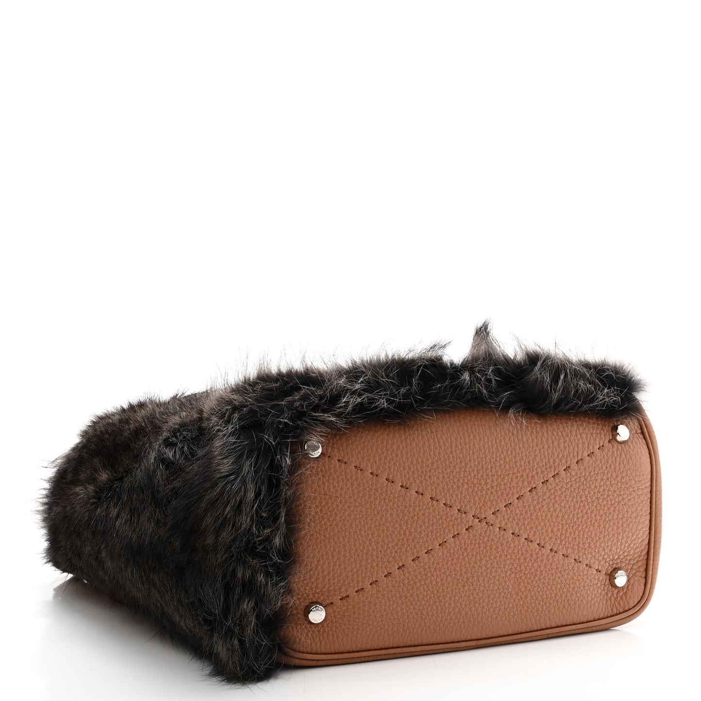 Mink Fur Calfskin Romano Selleria Anna Bucket Bag Mou