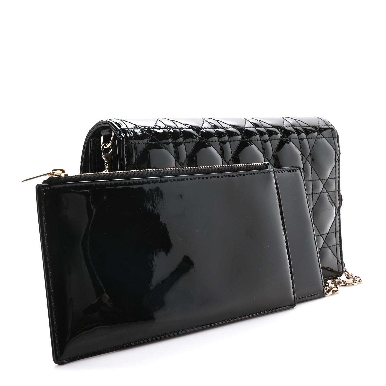 Christian Dior Patent Cannage Lady Dior Pouch Black 5 of 11