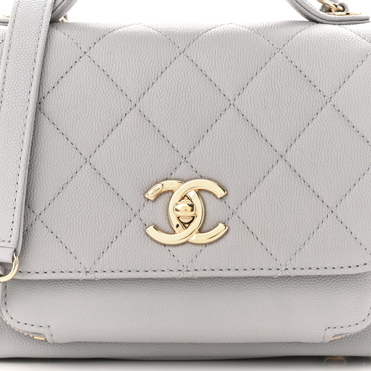 Caviar Quilted Small Business Affinity Flap Grey