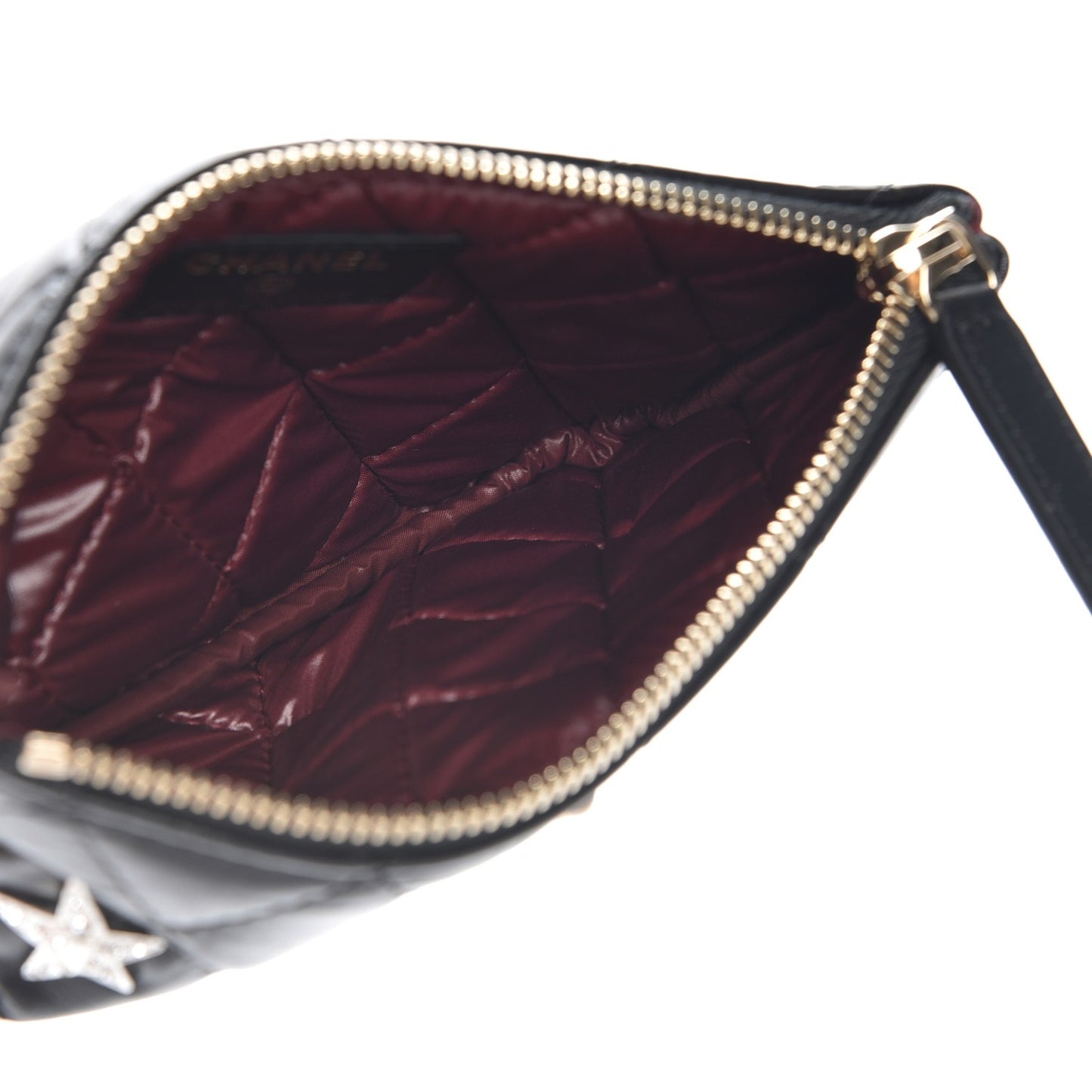 Aged Calfskin Quilted Small Lucky Charms Cosmetic Case Black