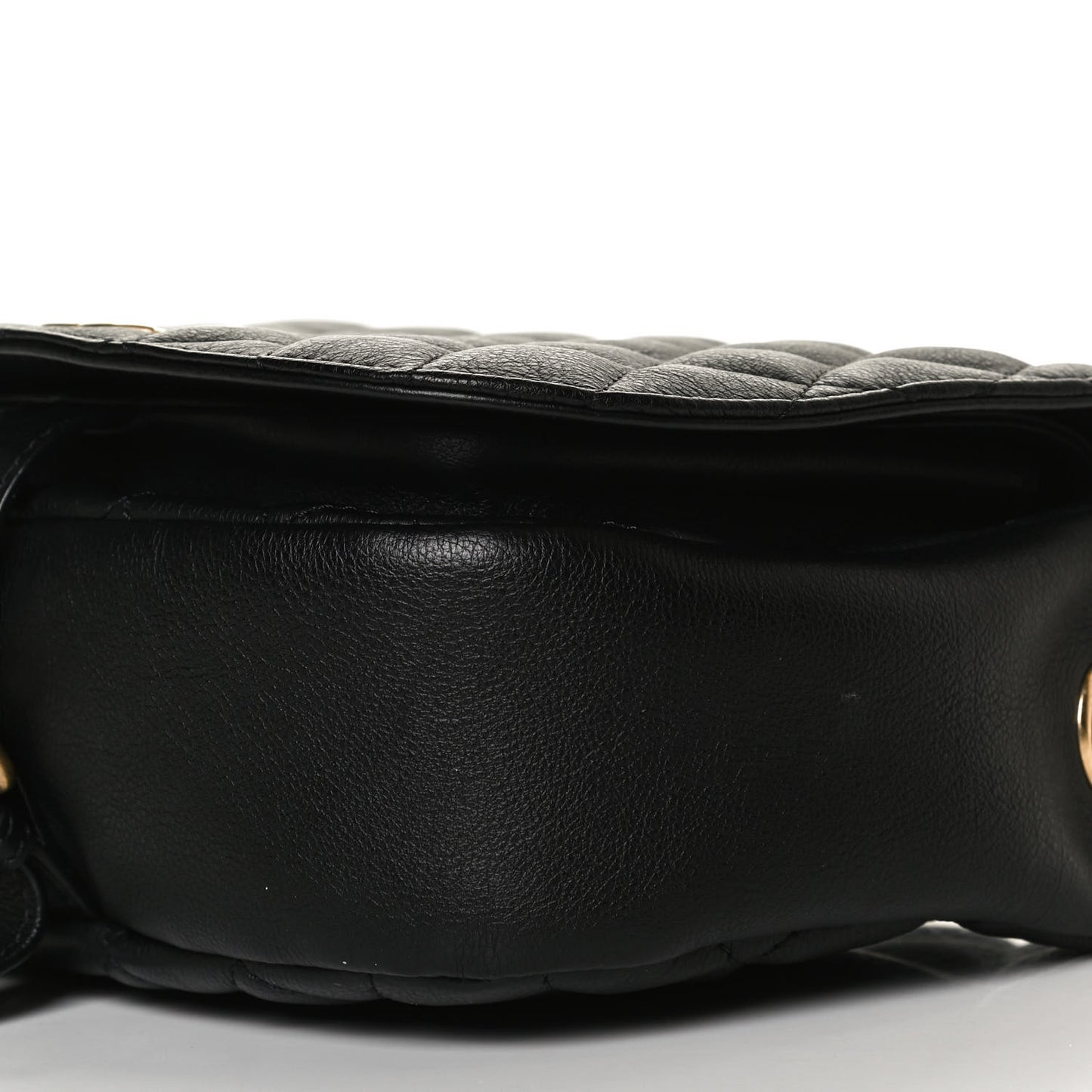 Grained Calfskin Quilted Messenger Flap Black