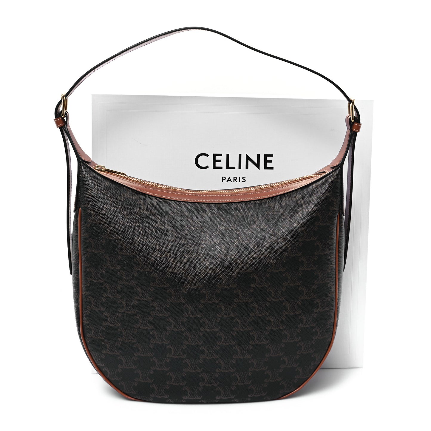 Calfskin Triomphe Canvas Heloise Shoulder Bag Tan