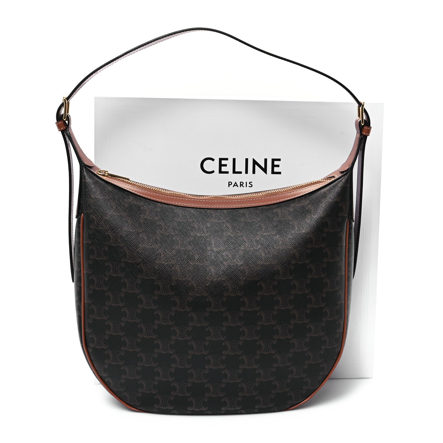 Celine Calfskin Triomphe Canvas Heloise Shoulder Bag Tan 10 of 10