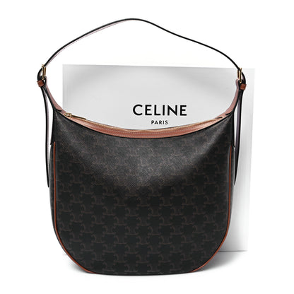 Celine Calfskin Triomphe Canvas Heloise Shoulder Bag Tan 10 of 10