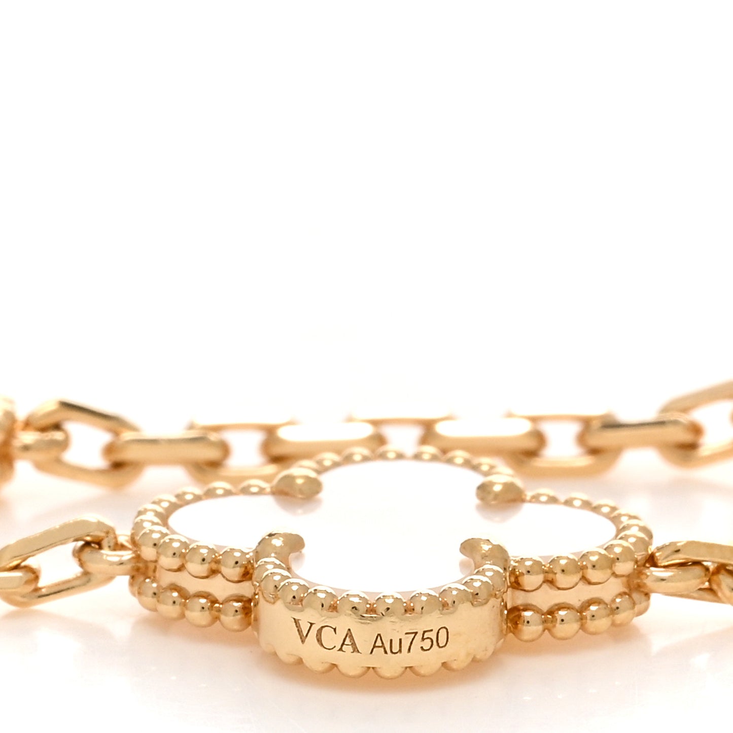 18K Yellow Gold Mother of Pearl 5 Motifs Vintage Alhambra Bracelet