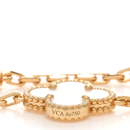Van Cleef & Arpels 18K Yellow Gold Mother of Pearl 5 Motifs Vintage Alhambra Bracelet 3 of 5