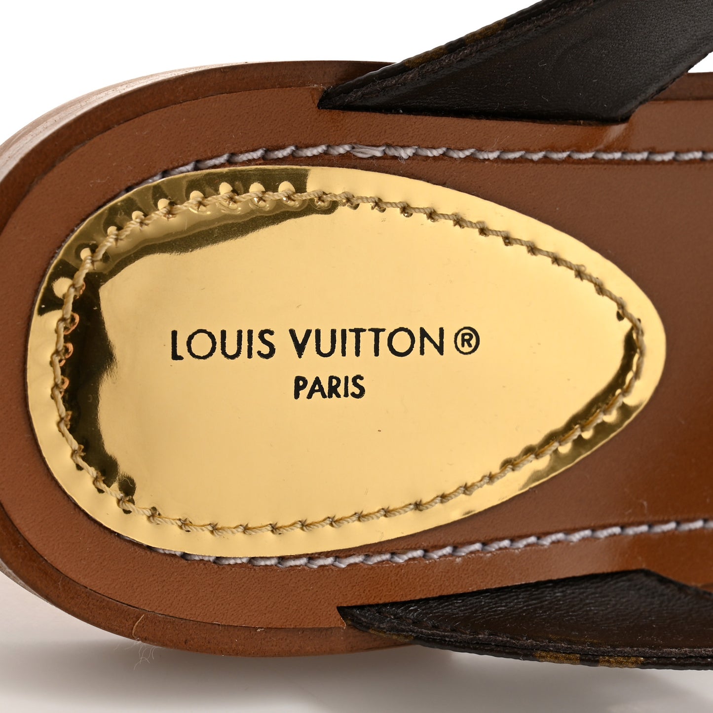Monogram Sunny Flat Thong Sandals 38.5 Brown