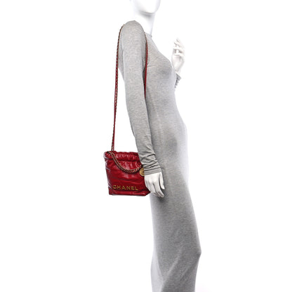 Chanel Shiny Calfskin Quilted Mini Chanel 22 Red 2 of 10