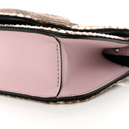 Valentino Garavani Crystal Chess Embroidered Vlogo Small Loco Shoulder Bag Black Rose Water Lilac 9 of 11