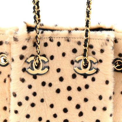 Chanel Pony Hair Cheetah Printed CC Chain Bucket Bag Light Beige Black 7 of 10