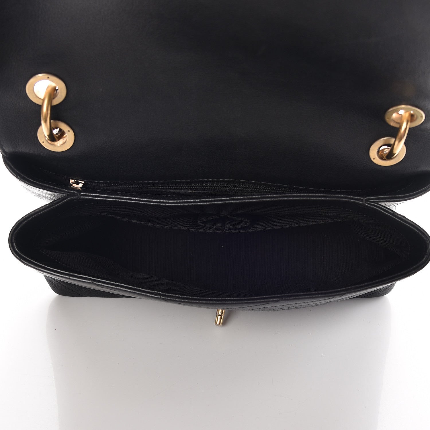 Chanel Grained Calfskin Elaphe Stitched Medium Chevron Chic Top Handle Flap Black 7 of 13