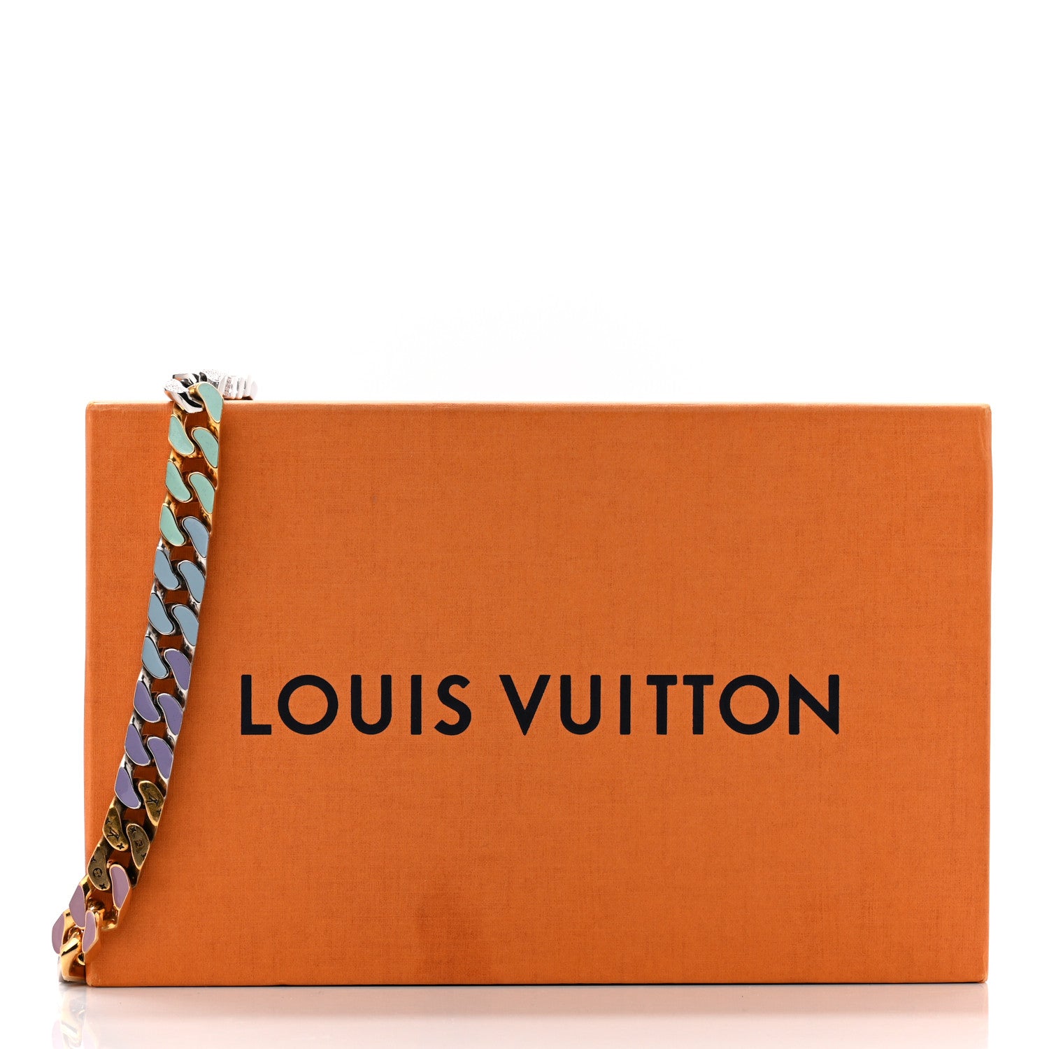 Louis Vuitton Metal Enamel Crystal Soapy Chain Necklace Silver Gold 7 of 7