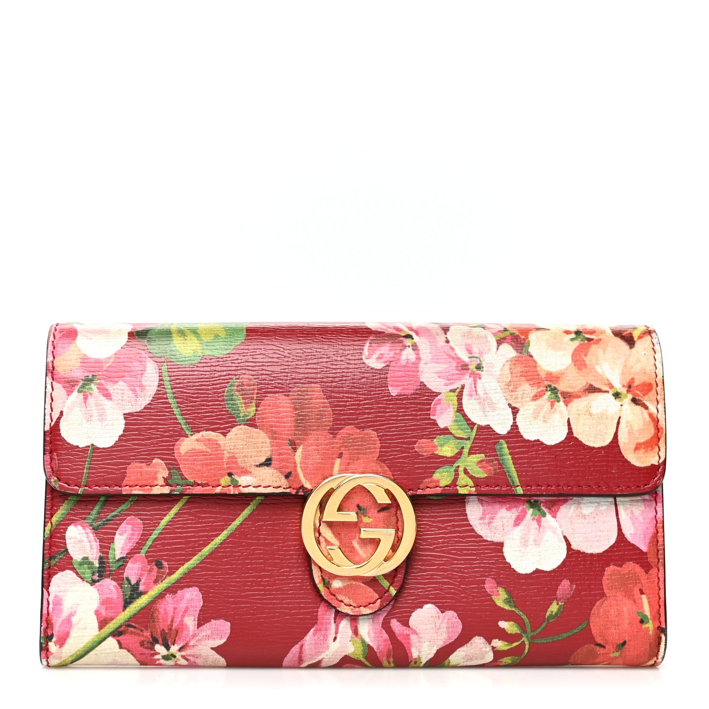 Shangai Calfskin Blooms Print Icon Continental Wallet Romantic Cerise Multicolor