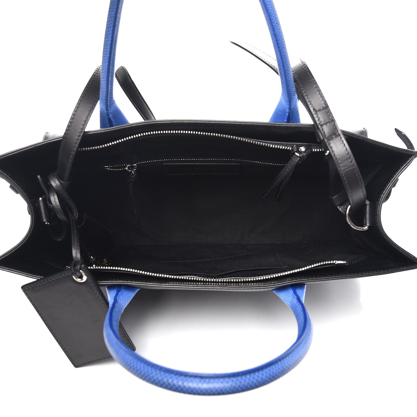 Calfskin Karung Padlock Nude Work S Top Handle Black Electric Bleu