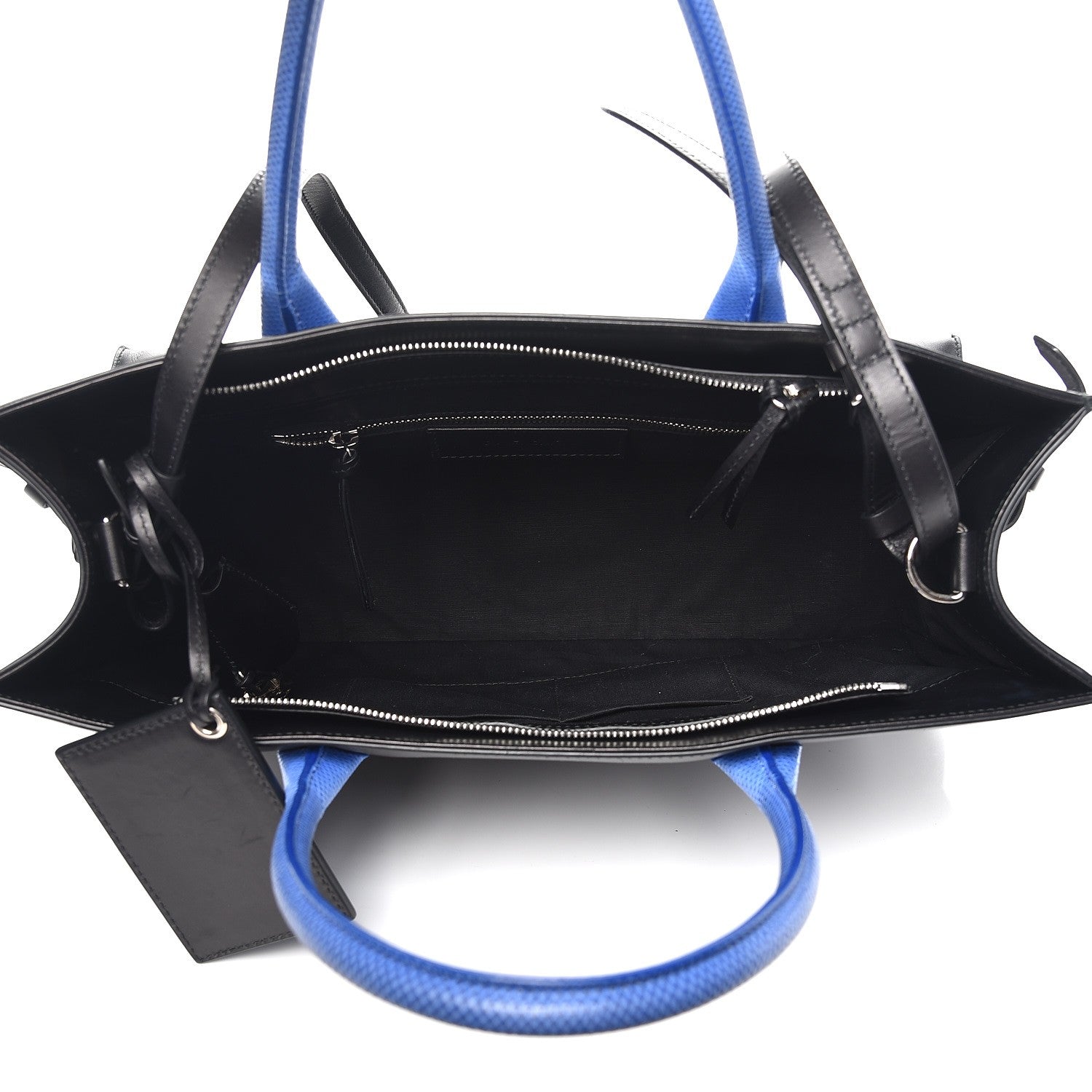 Balenciaga Calfskin Karung Padlock Nude Work S Top Handle Black Electric Bleu 6 of 17