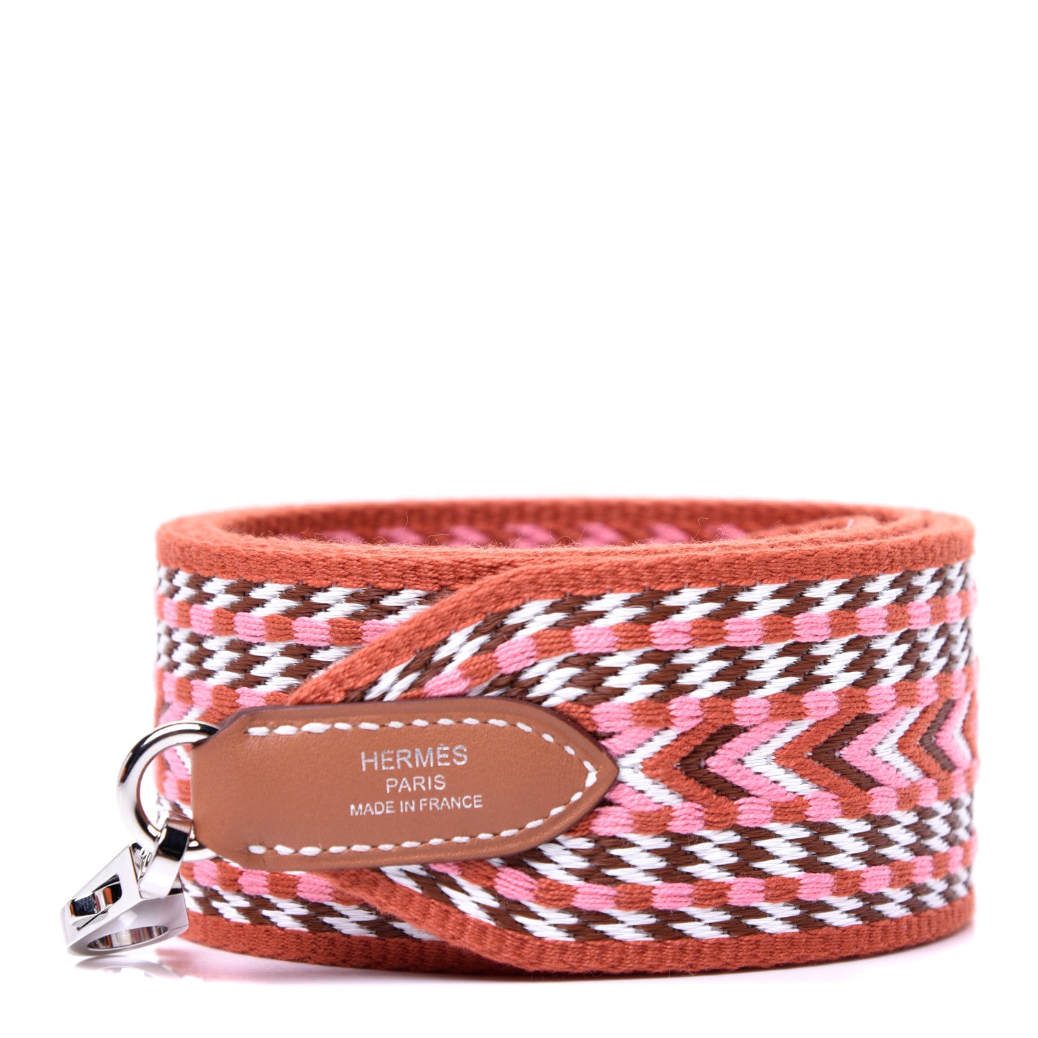 Hermes Toile Swift 50mm Sangle Allegro Shoulder Strap Rose Confetti White Gold 1 of 3