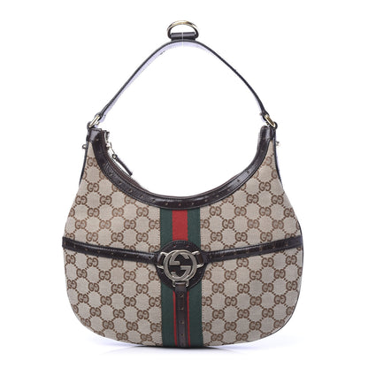 Gucci Monogram Web GG Reins Hobo Brown 1 of 10