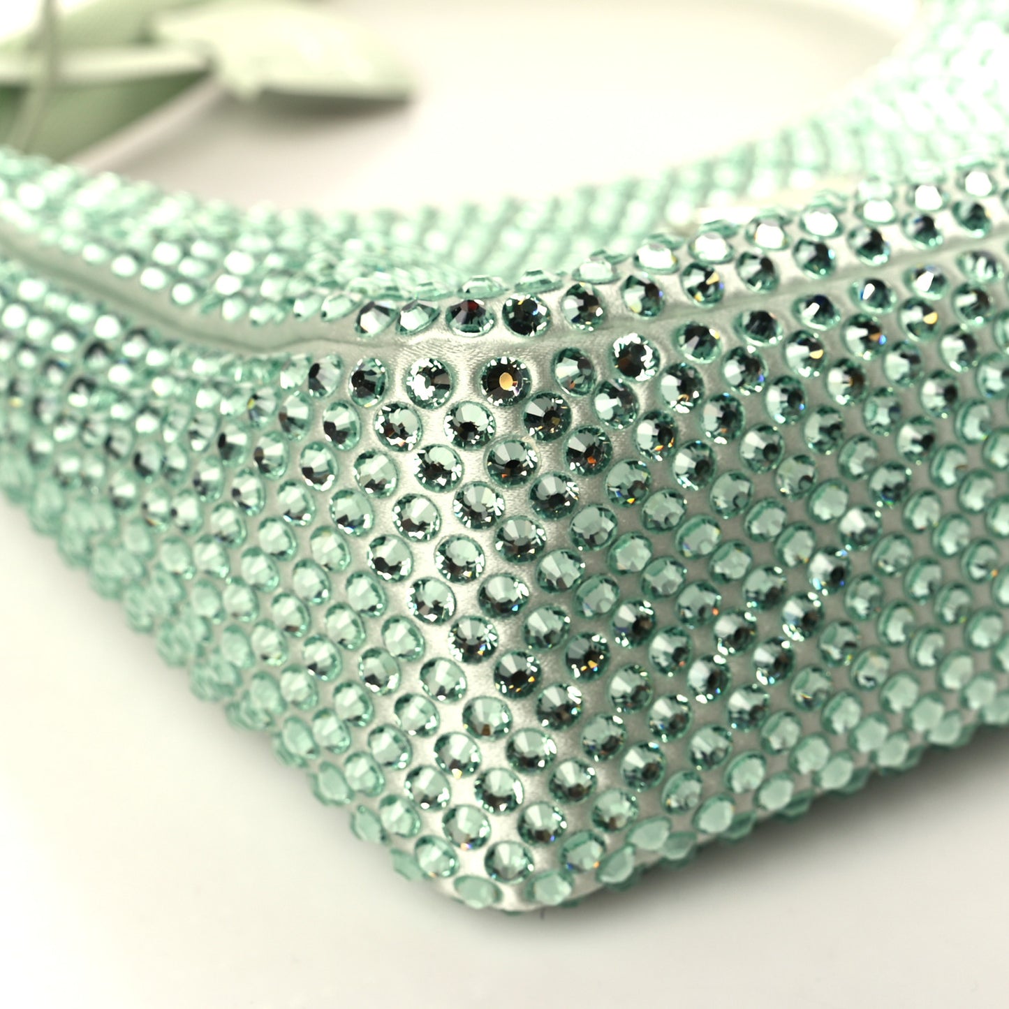 Satin Crystal Mini Re-Edition 2000 Bag Acqua