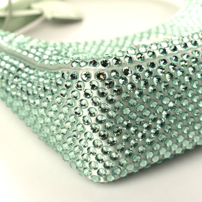 Prada Satin Crystal Mini Re-Edition 2000 Bag Acqua 7 of 8
