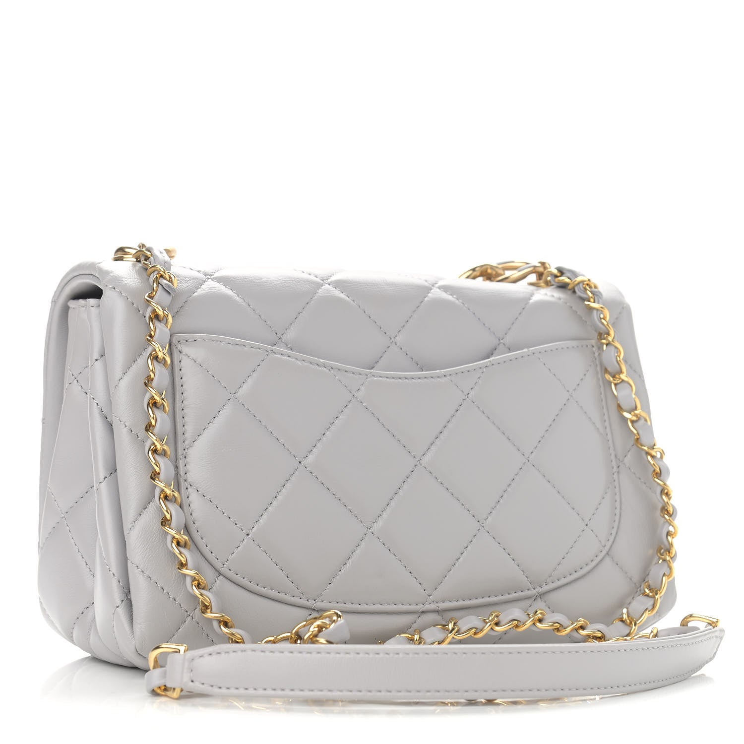 Chanel Lambskin Quilted Medium Color Match Flap Grey 2 of 10