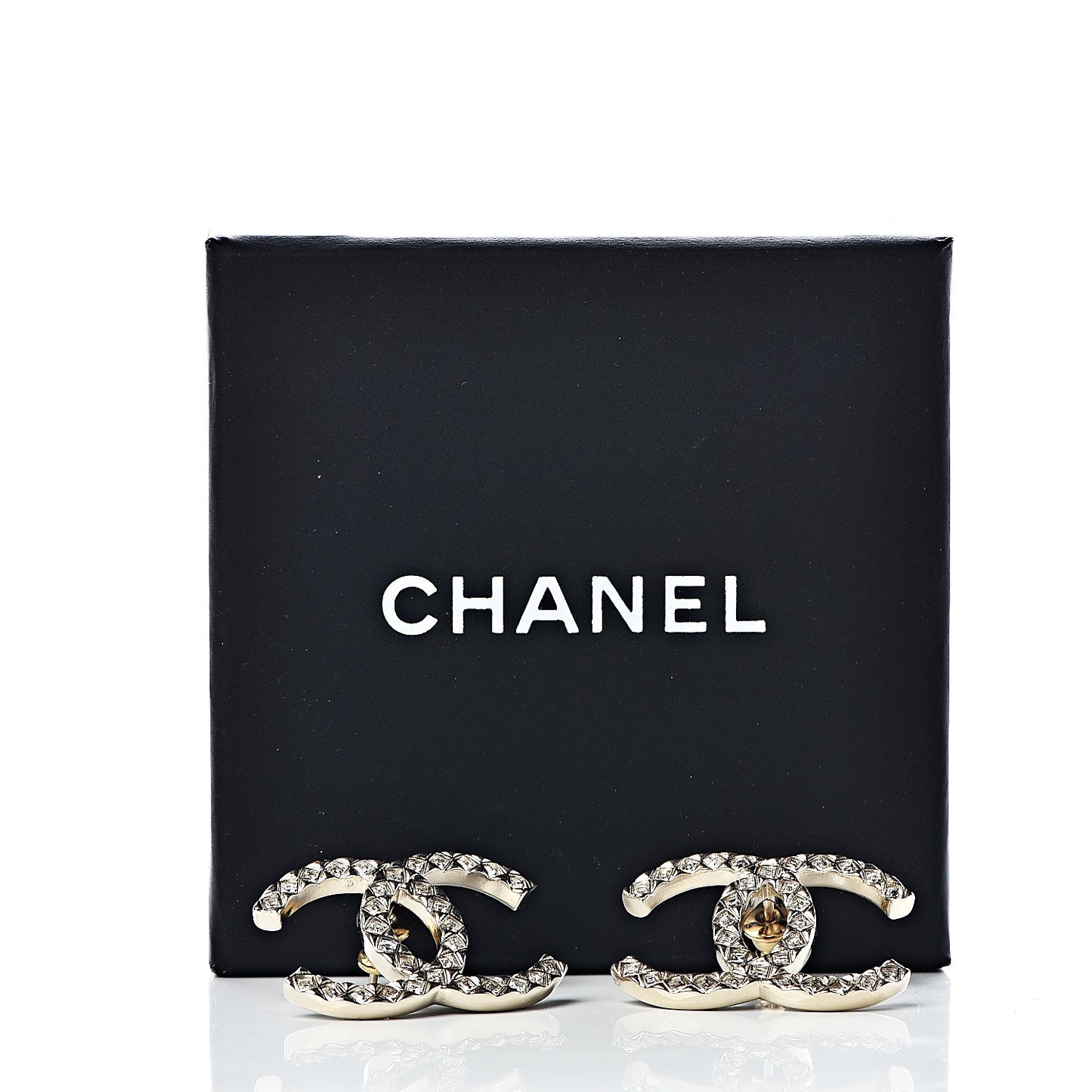Crystal CC Large Stud Earrings Gold