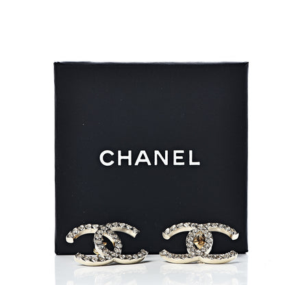 Chanel Crystal CC Large Stud Earrings Gold 5 of 5