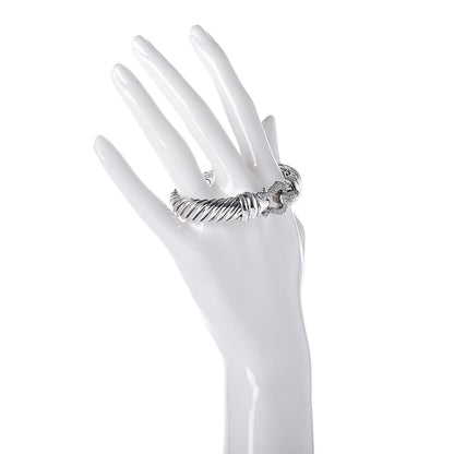 David Yurman Sterling Silver Diamond 10mm Cable Buckle Bracelet 2 of 4