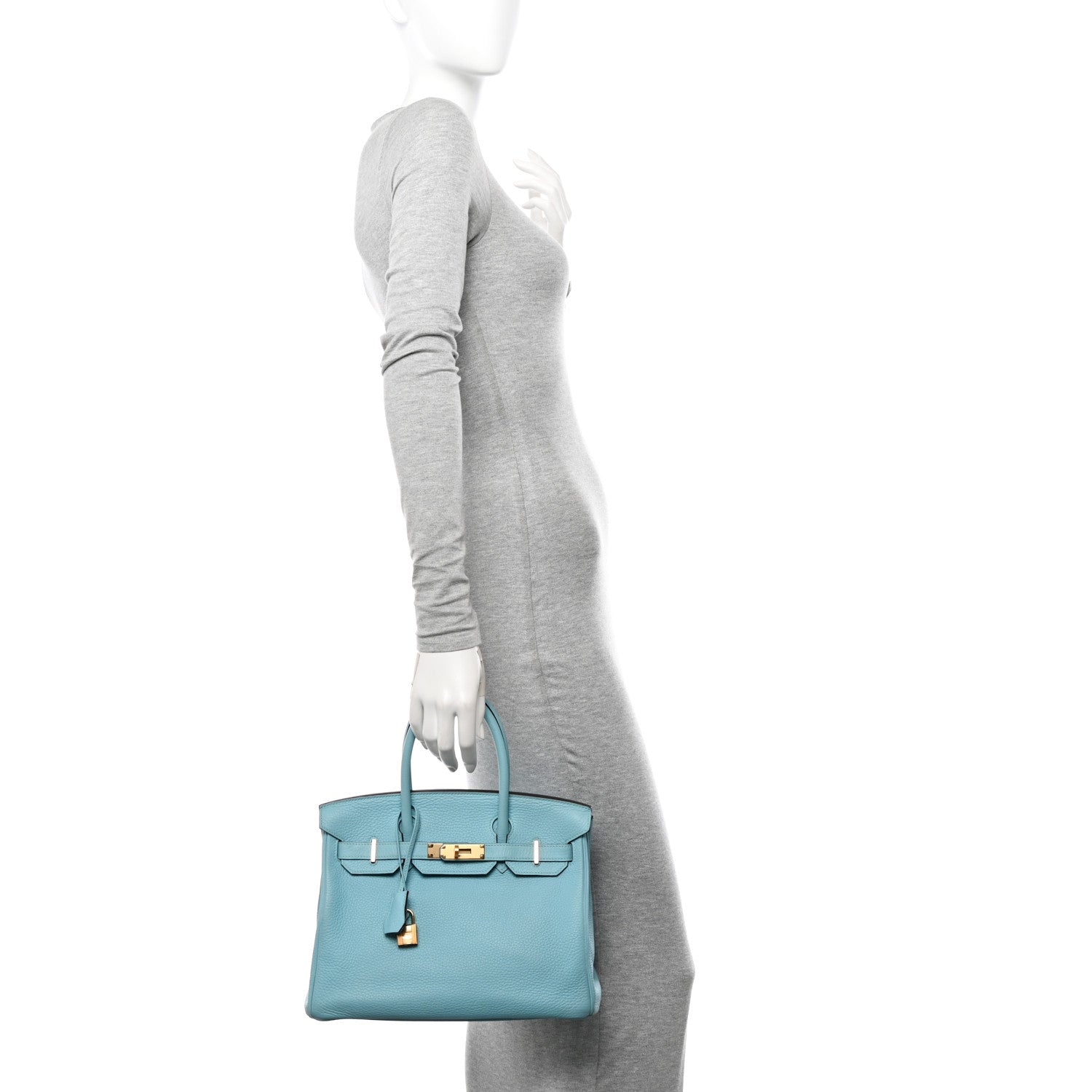 Hermes Taurillon Clemence Birkin 30 Bleu Atoll 2 of 10