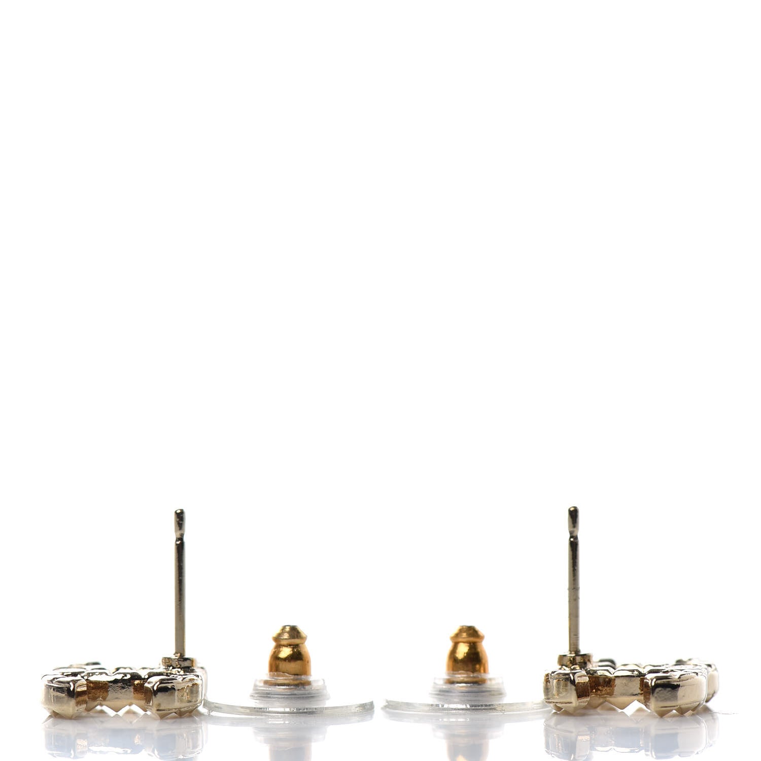 Chanel Studded CC Earrings Gold 3 of 4