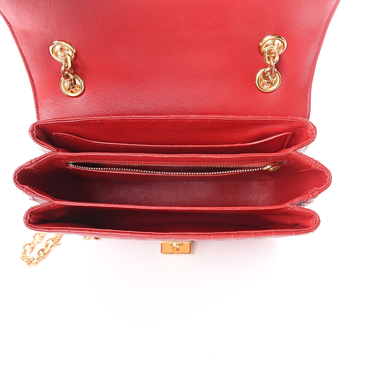 Celine Calfskin Quilted Medium C Bag Red 4 of 9