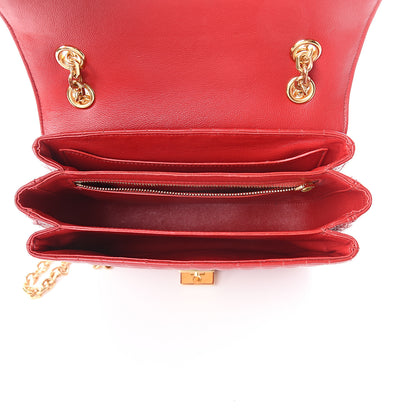 Celine Calfskin Quilted Medium C Bag Red 4 of 9