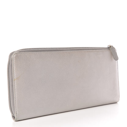 Chanel Goatskin Camellia Embossed Zip Around Wallet Silver 3 of 12