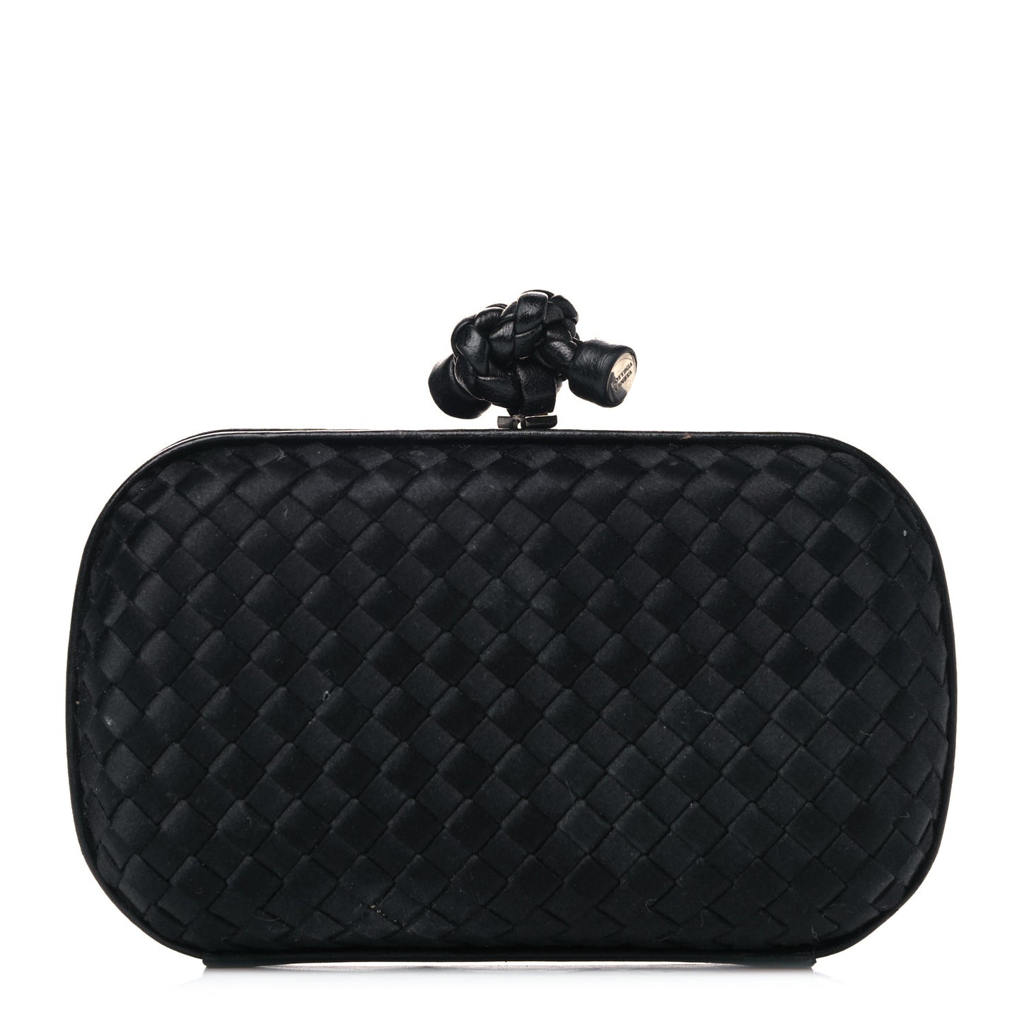 Satin Intreccio Impero Knot Clutch Black