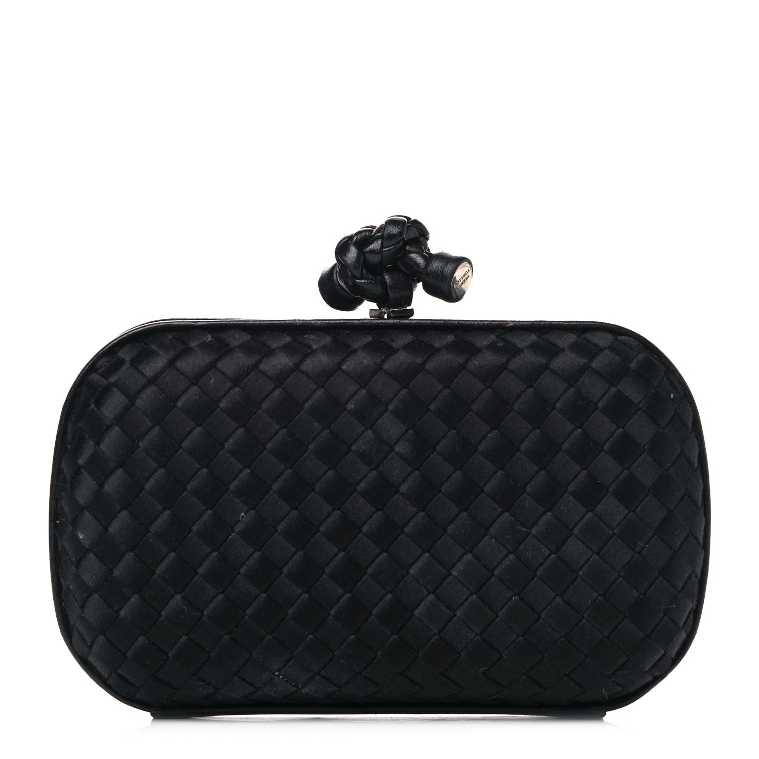 Bottega Veneta Satin Intreccio Impero Knot Clutch Black 1 of 18