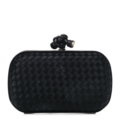 Bottega Veneta Satin Intreccio Impero Knot Clutch Black 1 of 18