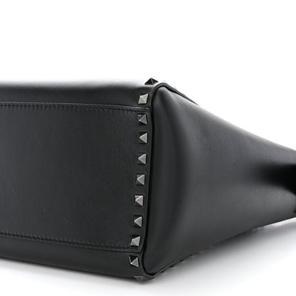 Valentino Garavani Vitello Rockstud Double Handle Tote Black 10 of 11